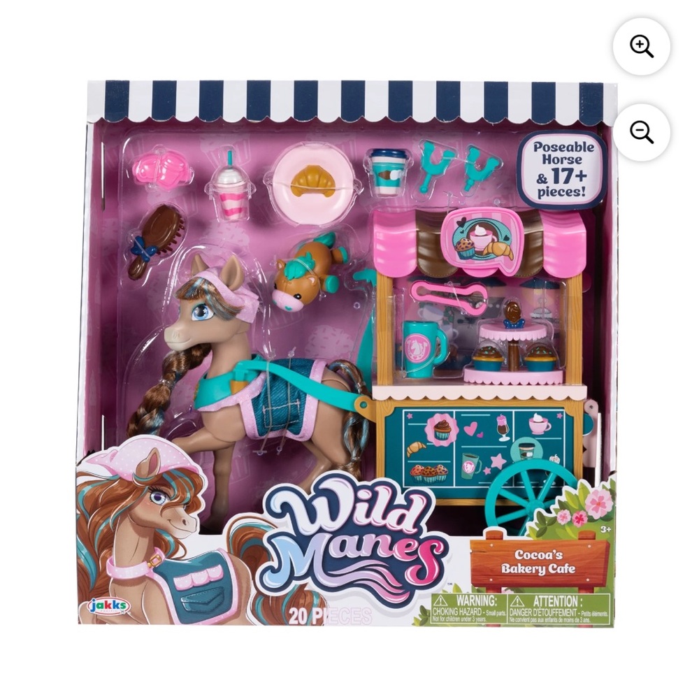 Wild Manes Cocoa's Blue Bakery Café Cart Playset Articulated Horse Doll NIB